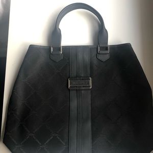 Longchamp logo canvas and leather purse